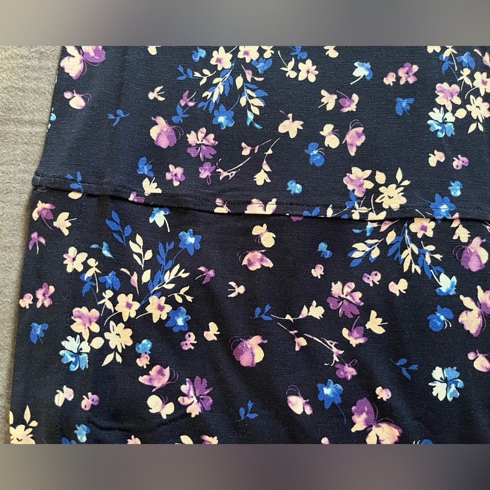 J. Jill navy blue floral print rayon/spandex knit maxi dress 2X or 3X NWT - Picture 8 of 14